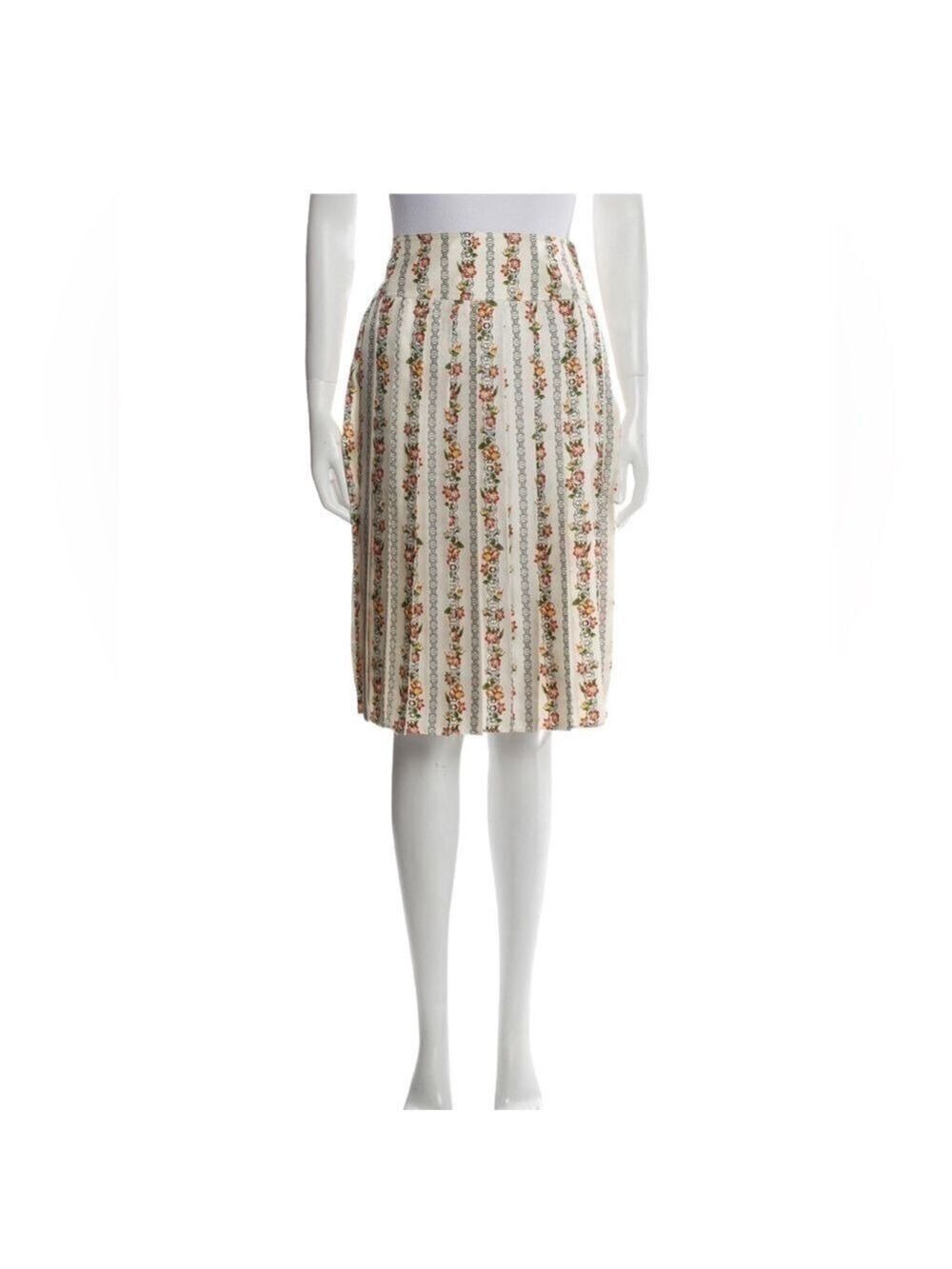 Tory Burch Carmine Pleated Gemini Link Rose Silk Skirt Size 10